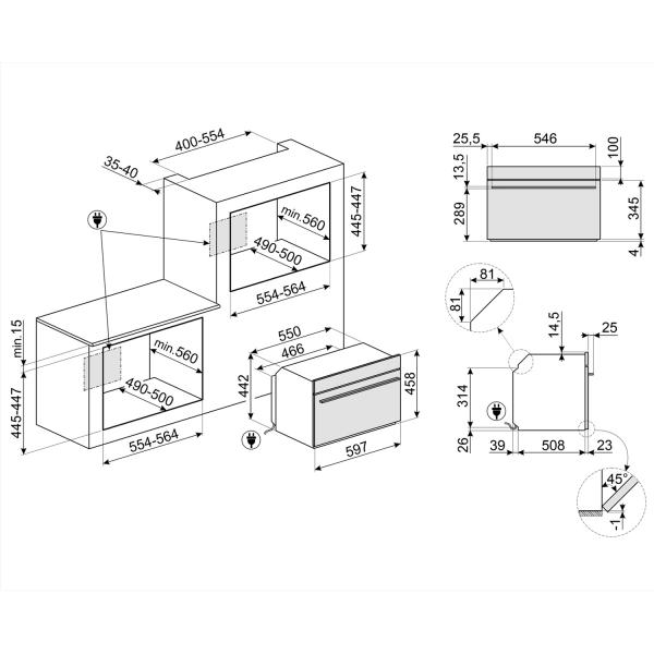 Духовой шкаф с функцией СВЧ Smeg SO4102M1B3